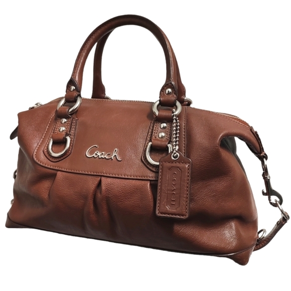 COACH Ashley Sabrina Pleated Convertible Satchel Duffle Bag Walnut F15445 - Picture 2 of 16